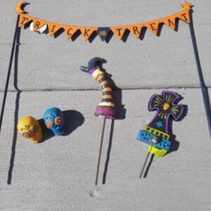 Halloween Fairy Gnome Garden Accessories Miniature Fun Indoor Outdoor Set New